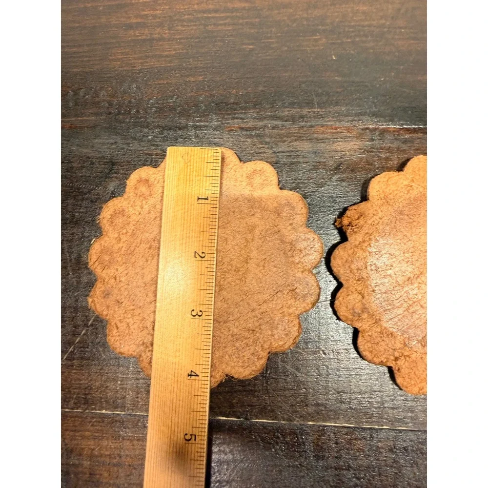 2 Vintage Hand pressed Leather Coasters Rustic Peruvian Llama‎ Scene